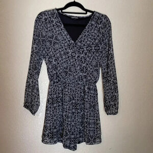Express Blue Paisley V-Neck Romper